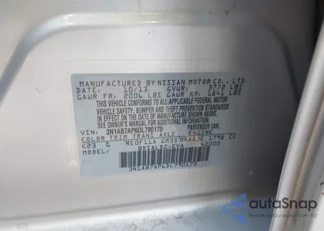 2013 Nissan Sentra Sv from USA, damaged, VIN 3N1AB7AP6DL790175